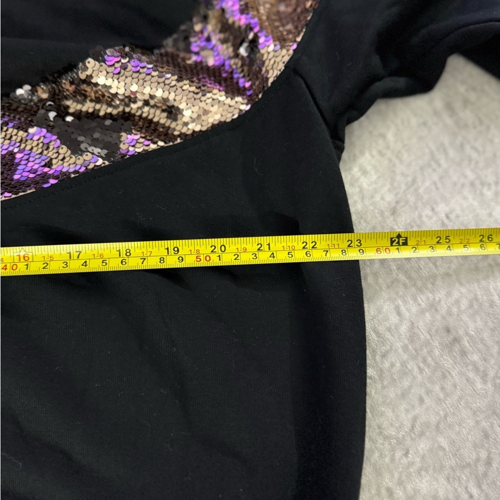 Black and Gold Sequin Women's Sweatshirt Size XXL - Picture 9 of 10